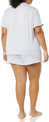 Vista 4 de Tienda Essentials Conjunto de pijama de algodón modal con cuello de muesca para mujer (disponible en tallas grandes)
