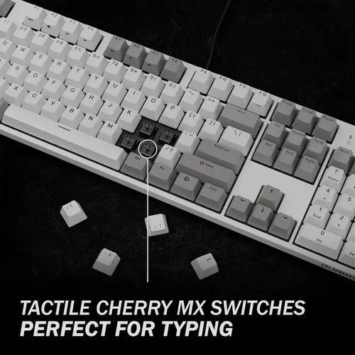 Vista 3 de DURGOD Teclado mecánico resistente con interruptores marrón Cherry MX N-Key Rollover 104 teclas teclas PBT interfaz tipo C para jugadores