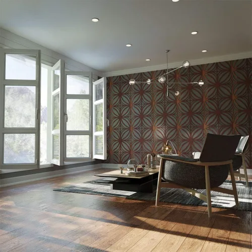 Vista 21 de 7 3/8"W X 7 3/8"H Extra Pequeña Otis Decorativos Paneles De Pared De Madera De Calado, Hickory