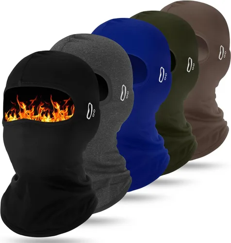 Vista 7 de Suhine 5 Piezas Máscara de Esquí de Pasamontañas Invierno, Resistente al Viento, Máscara Facial Completa Térmica para Clima Frío con Raya