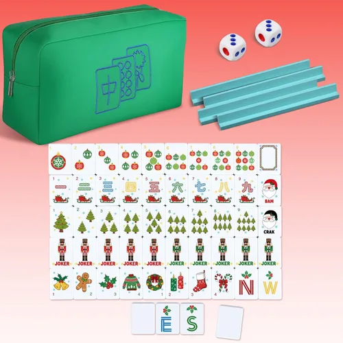 Vista 21 de Soulchen Mini juego de azulejos Mahjong americanos para viajes, viajes