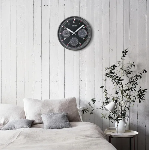Vista 6 de SEIKO QXA823KLH Reloj de pared estilo cronógrafo, negro, 13 pulgadas