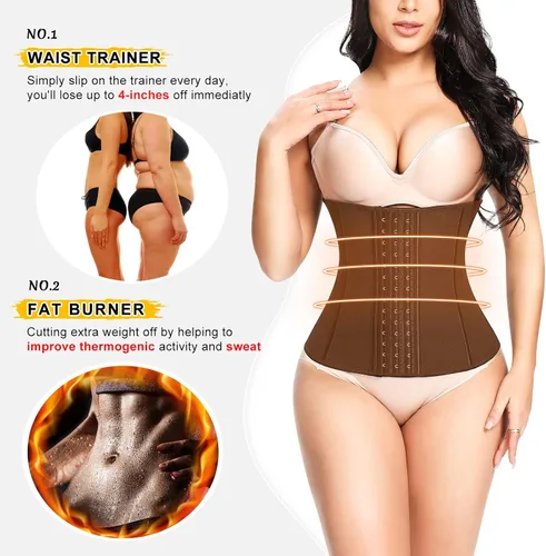 Vista 3 de TERODACO Corsé de cintura para mujer, faja de látex debajo del busto, faja de cintura para control de abdomen, reloj de arena, moldeador de cuerpo