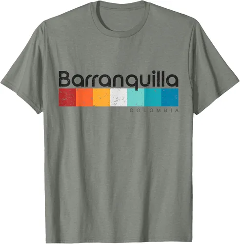 Vista 35 de Barranquilla Colombia - Camiseta de diseño vintage de estilo retro, Blanco, S