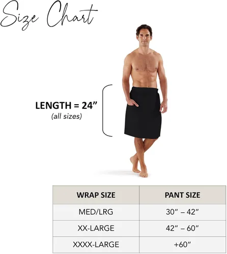 Vista 3 de Boca Terry - Toalla para hombre, 100% algodón, toalla de cintura elástica para ducha, spa, sauna, gimnasio, segura y ajustable Terry cloth shower