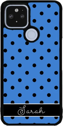 Vista 9 de Blue Black White Polka Dot Personalized Black Rubber Phone Case Compatible With Google Pixel 10, 10 Pro, 10 Pro XL, 9a, 9 Pro, Pixel 9, Pixel 9 Pro