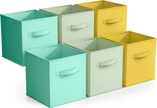 Vista 8 de Sorbus - Cubos de almacenamiento plegables - 6 unidades, 11 pulgadas, Negro y Blanco, Tela, Plegables, Almacenamiento y Organización, Uso Versátil