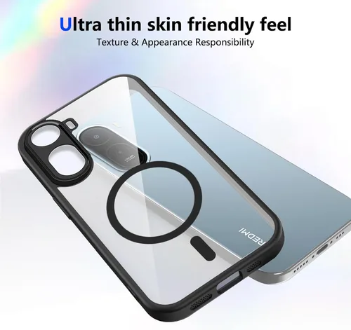 Vista 527 de Funda magnética transparente compatible con Xiaomi 17T, color negro 2 en 1 PC + TPU cubierta de teléfono a prueba de golpes, carcasa protectora