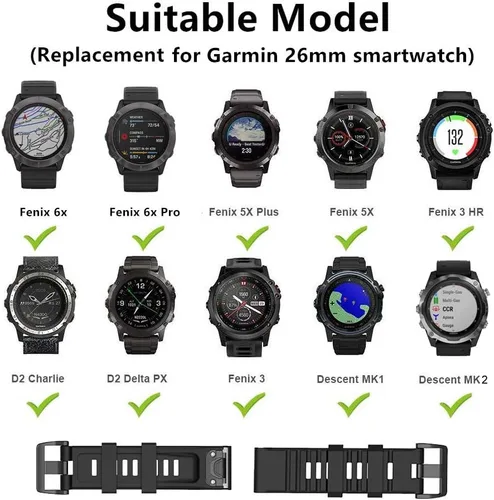 Vista 2 de Paquete de 6 anillos de sujeción de repuesto para Garmin Fenix 3Fenix 3 HRFenix 3 SapphireFenix 5XFenix 5X PlusFenix 6X y 6X ProFenix 7X