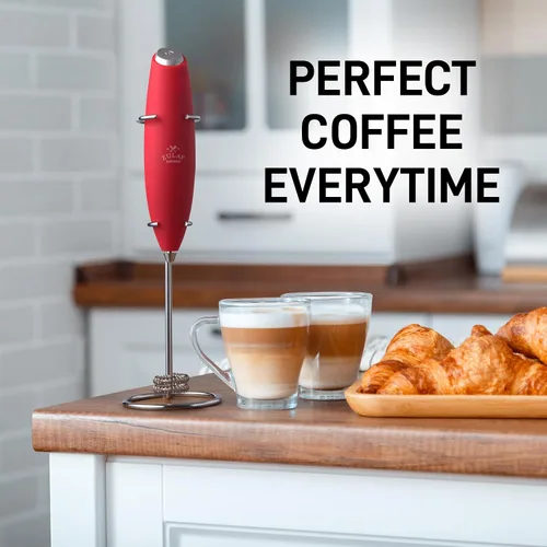 Vista 241 de Zulay Milk Boss Espumador de leche potente manual, hace espuma para latte, batidor para mezclar bebidas, café, miniespumador para capuchino, frappé