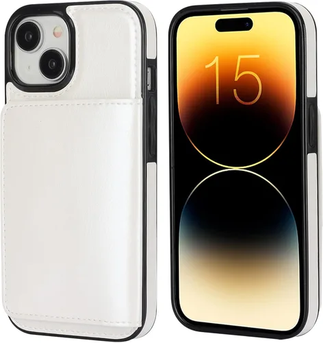 Vista 11 de KIHUWEY - Funda tipo cartera para iPhone 15 (piel, tarjetero), color negro Ranuras para tarjetas de crédito, soporte, piel sintética, cierre