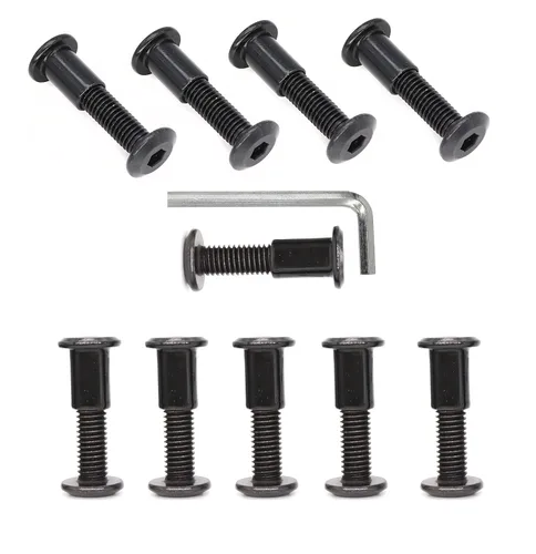 Vista 10 de Juego de 10 tornillos para muebles M8 x 0.591 in, color negro, con tuerca de pasador de barril M8 x 0.591 in