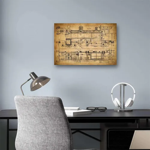 Vista 6 de Meishe Art Póster vintage, diseño mecánico de tren antiguo, dibujo estructural, ilustración que muestra la estructura básica, diagrama esquemático