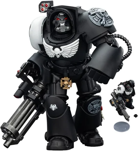 Vista 49 de JOYTOY Black Templars Warhammer 40k 1/18 Figura de acción Black Templars Terminator 1 con espada de poder y bolter de tormenta, regalos