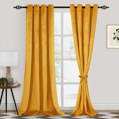 Vista 20 de XWZO Cortinas de terciopelo azul de 63 pulgadas de largo, elegantes cortinas de lujo suaves para sala de estar, aislamiento térmico, oscurecimiento