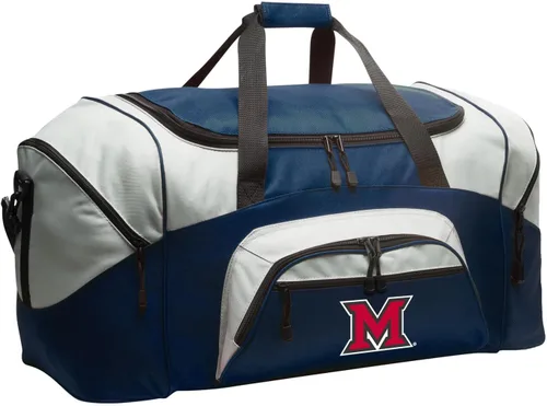Vista 6 de Bolsa de lona grande Miami RedHawks de Miami University Maleta para viajes o Miami of Ohio Sports Gear Bag, Negro -, Bolsa de lona Miami of Ohio