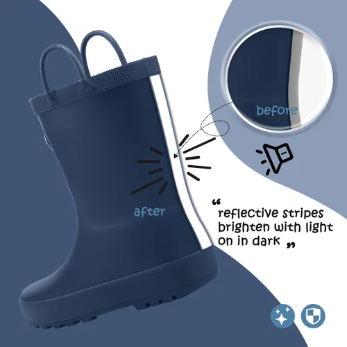 Vista 4 de KomForme - Botas de lluvia para niños, impermeables, de caucho mate, con presillas para poner con facilidad