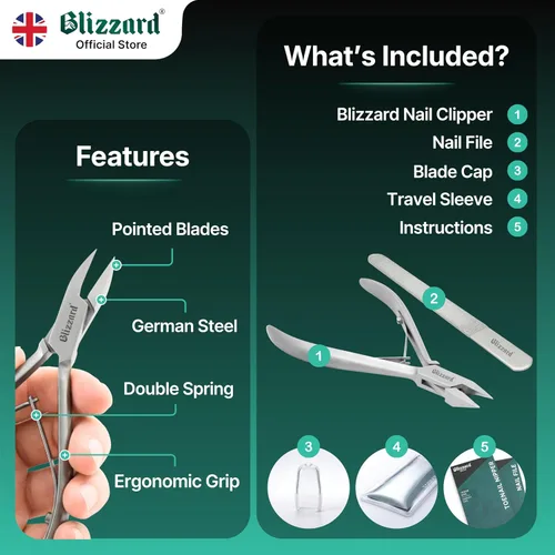 Vista 4 de Blizzard - Cortaúñas encarnadas, podólogo, podólogo, uñas gruesas para personas mayores, pinzas encarnadas para hombres, herramienta de podología
