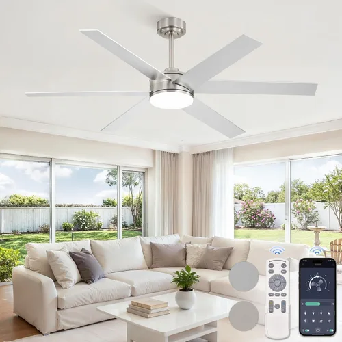 Vista 11 de Fanbulous Ventiladores de techo de 56 pulgadas con luces y control remoto, 6 aspas reversibles, regulables, 3000K-6000K ajustables, ventiladores