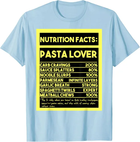 Vista 79 de Pasta Lover Nutrition Facts: The Ultimate Carb Connoisseur's T-Shirt Negro
