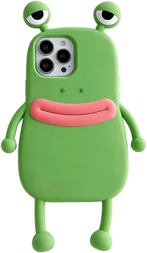 Vista 2 de Hombre Mujer Súper Gracioso Novedad Salchicha Boca Ojos Grandes Rana Verde Rana Rosa Funda para Teléfono de Silicona de TPU Suave Goma Elástica
