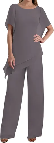 Vista 5 de JAEDEN Mother of the Bride Pantsuits Chiffon - Long Jumpsuits Sleeves Mother Groom