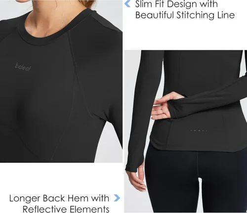 Vista 3 de BALEAF Women's Long Sleeve Workout Tops Compression Running Shirts Fitted Athletic Warm Thumbholes Quick Dry Stretch Yoga