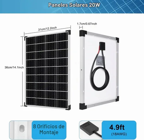 Vista 5 de Kit de paneles solares monocristalinos de batería solar de 12 V 10 A, controlador de carga con cable de extensión y clips, terminal de junta tórica