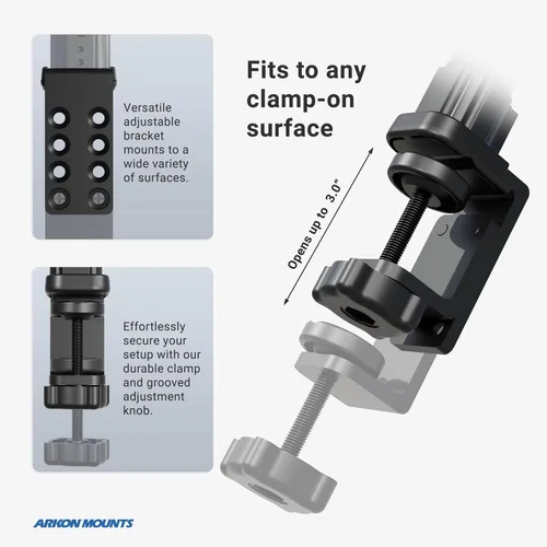 Vista 4 de ARKON Mounts TABRM086 - Soporte de tableta de alta resistencia con agarre delgado, ajuste universal para tableta, abrazadera en C maciza, ángulo