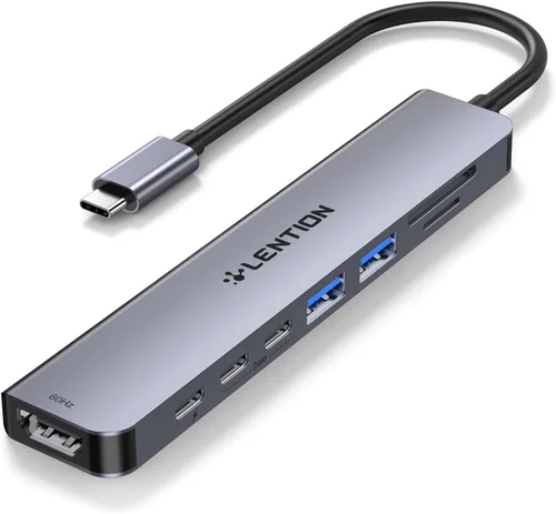 Vista 12 de LENTION USB-C Hub, 4K@60Hz HDMI, 100W PD, 2 USB-C, 2 USB 3.0, Card Reader