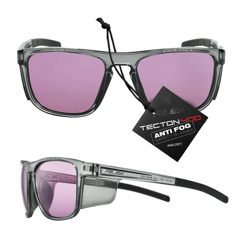 Vista 12 de Riley Navigator X - Gafas de seguridad antivaho, resistentes a los arañazos y a los impactos y bloqueo UV, marco completo ligero para el trabajo, al