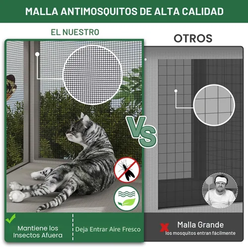 Vista 3 de ketive Cat Catio, Recinto de Caja de Ventana Expandible para Múltiples Gatos de Interior, Cómoda Casa Percha de Madera para Mascotas Pequeñas, Uso