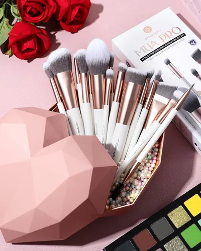 Vista 8 de EIGSHOW Juego de brochas de maquillaje, 15 brochas de maquillaje profesional con cerdas de iones plateadas para base, colorete, iluminador champán