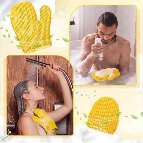 Vista 4 de Karenhi 2 Pcs Honeycomb Exfoliating Glove Set Exfoliating Bath Mitt Honeycomb Face and Body Scrubber Shower Mitt for Cleaning Body Shower Face Skin