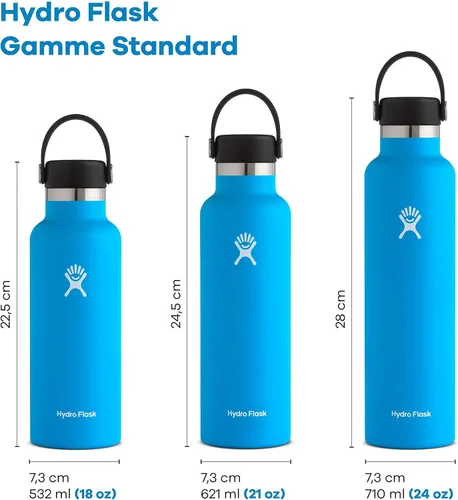 Vista 3 de Hydro Flask - Botella de agua reutilizable de acero inoxidable, aislada al vacío, apta para lavavajillas, sin BPA, no tóxica
