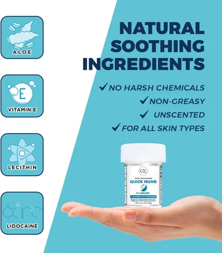 Vista 4 de Clinical Resolution Quick Numb - Crema anestésica tópica al 5% de lidocaína para aliviar el dolor rápido, picazón por quemaduras, máxima fuerza
