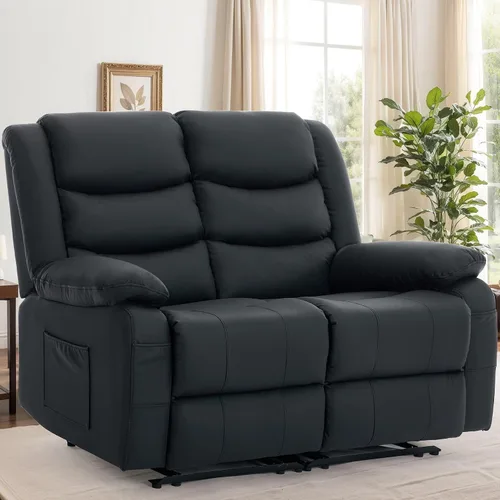 Vista 9 de Korser Sofá reclinable, sofá biplaza reclinable de gran tamaño con consola, sofá reclinable con portavasos y regleta de alimentación empotrada, sofá