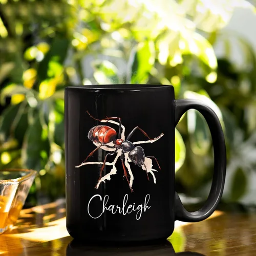 Vista 4 de Taza de café con nombre personalizado, regalo para amigo, compañero de trabajo, cumpleaños, taza de cerámica negra personalizada para amantes