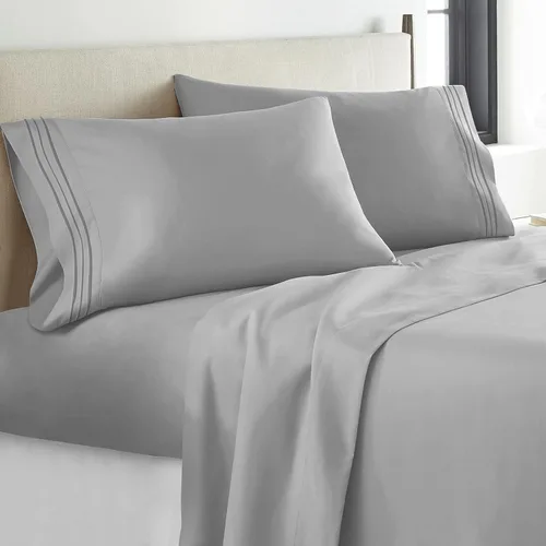 Vista 11 de YIYEA Juego de sábanas individuales, sábanas de hotel de calidad de 1800 hilos de microfibra doble cepillada con flores para cama individual, extra
