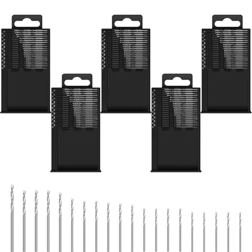 Vista 8 de Juego de brocas micro mini de 0.3-1.6 mm, brocas pequeñas de vástago pequeño, HSS totalmente rectificado, broca helicoidal de acero de alta