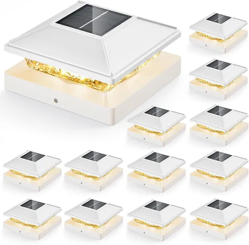 Vista 17 de JOFIOS Paquete de 12 luces solares con tapa de poste, impermeable IP65 Negro