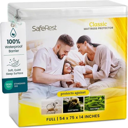 Vista 10 de SafeRest Protector de colchón impermeable tamaño individual – Funda de cama suave, transpirable y ajustada con bolsillos elásticos de 18" – Funda