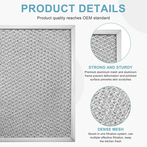 Vista 3 de 2 paquetes de filtros de aluminio para campana extractora 97006931 Reemplazo Compatible con filtro de grasa para campana extractora Bro-an Nu-tone