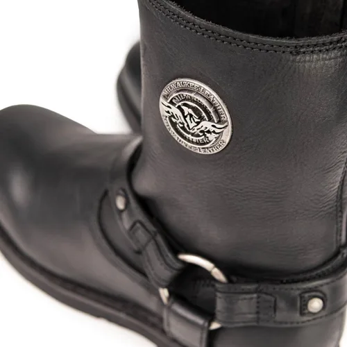 Vista 9 de Milwaukee Leather MBM9042 - Botas de motocicleta con arnés corto de cuero Ruf negro para hombre con cremallera