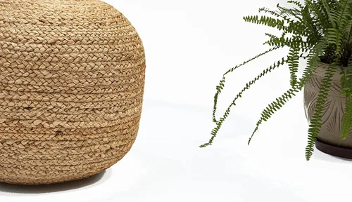Vista 7 de Chardin home - Puf otomano trenzado natural - Acogedor y bohemio de yute/cáñamo hecho a mano, asientos casuales para el hogar, oficina, dormitorio