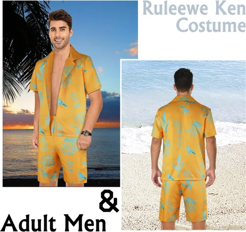 Vista 6 de Ruleewe Disfraz de muñeca para adultos, hombres y mujeres, película 2023, cosplay, playa, trajes, camisa, pantalones cortos, trajes para Halloween