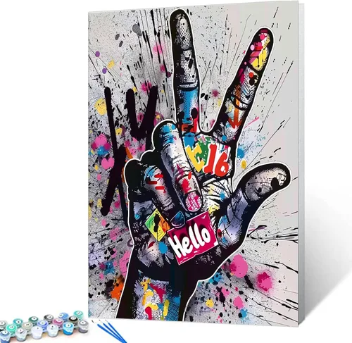 Vista 15 de Tucocoo Kits de Pintura por Números para Adultos y Niños - Labios Graffiti Sacando la Lengua - Pintura al Óleo Digital DIY sobre Lienzo Arte