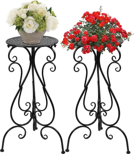 Vista 8 de NAKUPE Soporte de metal para plantas para interiores y exteriores, soportes para macetas individuales de 22.5 pulgadas de alto, soporte de pedestal