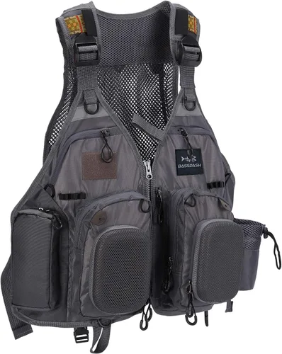 Vista 8 de Bassdash - Chaleco de pesca con mosca de múltiples bolsillos, tamaño ajustable, regalo para hombres y mujeres