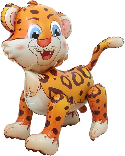 Vista 17 de Globos 4D para caminar con temática de animales de aluminio, león, panda, alpaca, ballon, selva, bosque, zoológico, suministros para fiesta